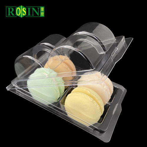 Disposable clear Plastic Macaron Container with Lid 4 Cavity Macaron Plastic Clamshell Insert Packaging
