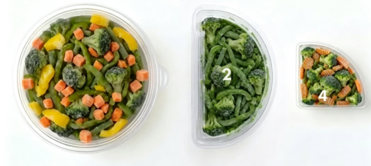Rosinpack redefines the practical aesthetics of frozen vegetables by incorporating meal size into packaging